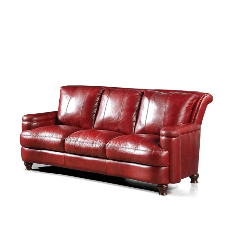 Итальянский кожаный диван мебель для гостиной красный из натуральной кожи