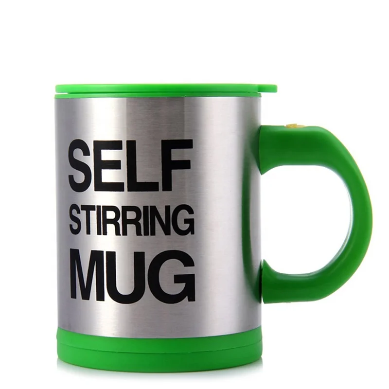 Custom logo 12oz promotion battery-powered stainless steel self stirring cup with handle