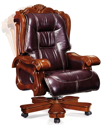 Antique Luxury Wooden functional Executive Office recliner lift couch sofa Chair With Big Wooden Base