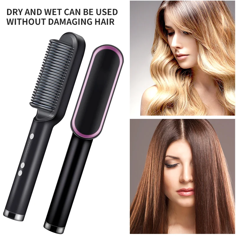 Good Price Multifunctional Straightener Hair Brush Professional Curler Tourmaline Ceramic Hot Comb Curling Iron