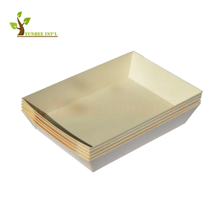Rectangle Disposable Fixed Side Poplar Wood Tray with Lid