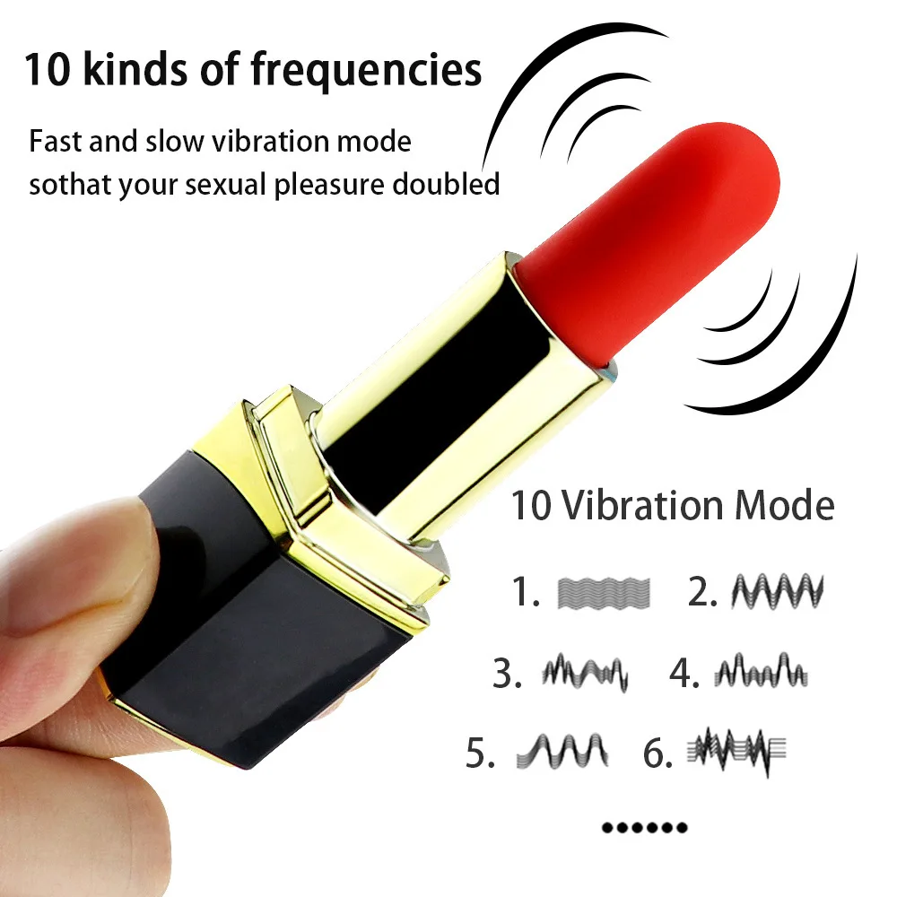 Soft Silicone Waterproof USB Charging Electric 10 Mode Vibrations Lipstick Sucking Vibrator Massager for women