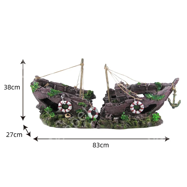 Aquarium Ornament Ship Sunk Boat Fish Wreck Tank Sailing Aquarium decoration Shipwreck