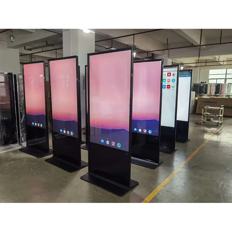 65' Advertising LCD Media Touch Screen Dual Display Floor Standing Digital Signage 4K HD Double Sided Indoor LCD Kiosk