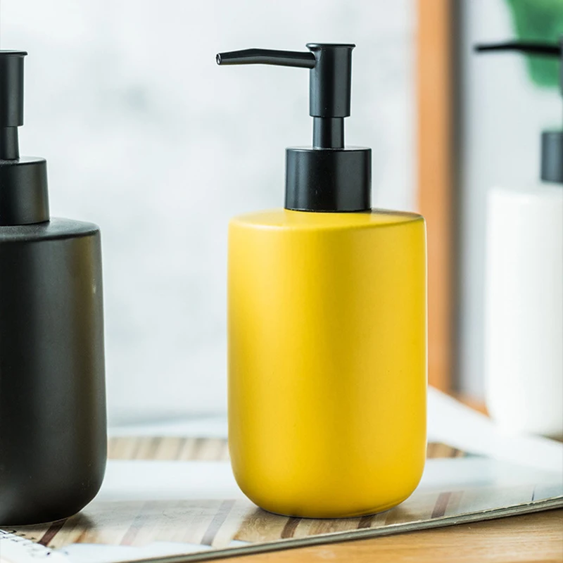 Seifenspender Hotel Bathroom Accessories Set Refill Manual Pump Ceramic Lotion Shampoo Shower Liquid Soap Dispenser Bottle