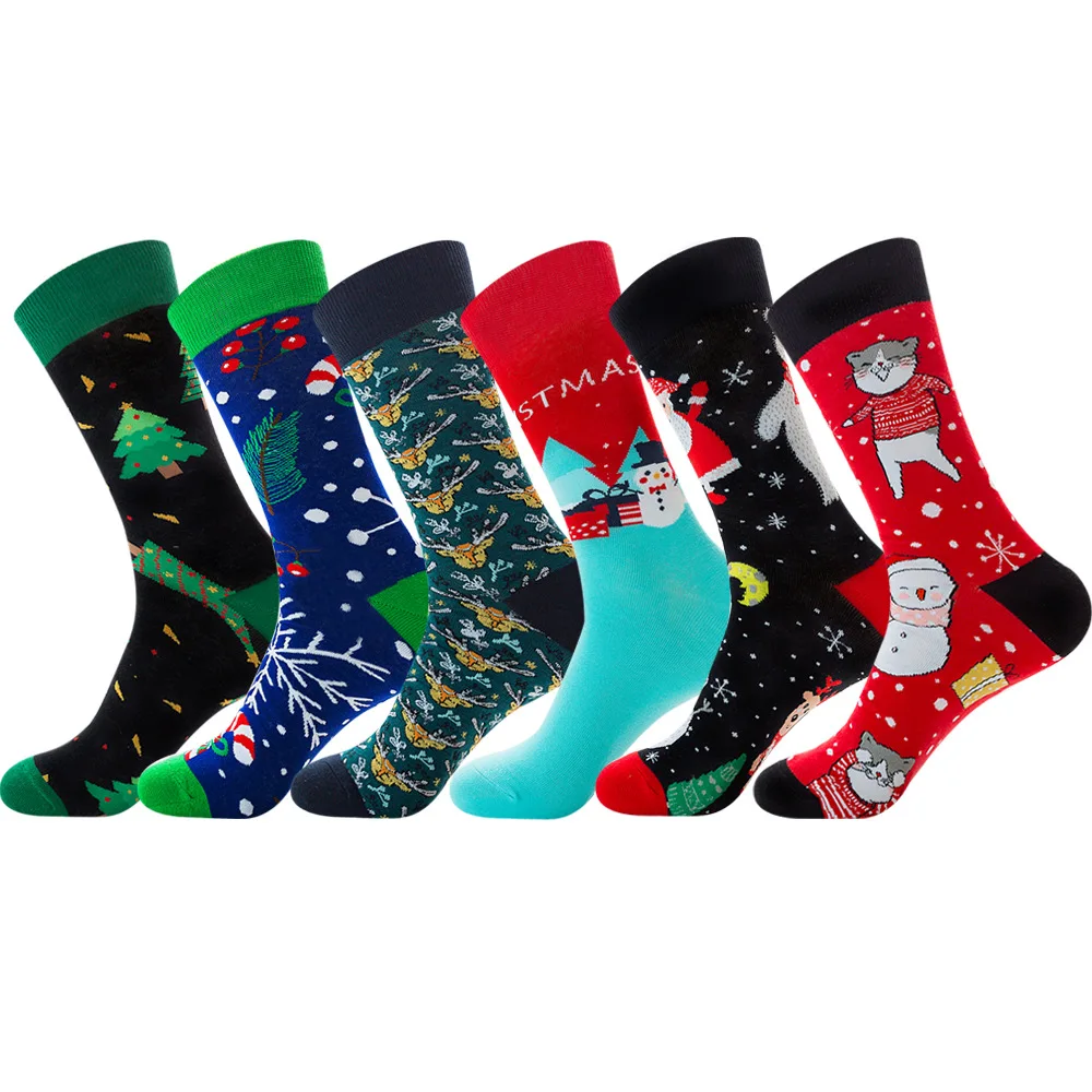 Christmas Socks Funny Xmas Santa Claus Tree Snowflake Elk Snow Cotton Tube Crew Happy Sock Men New Year socks