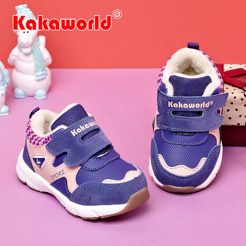 
Popular Colorful Kids Sneakers Winter Warm Kids Sports Shoes Girls Shoes Boys Shoes Berber Fleece Lining 