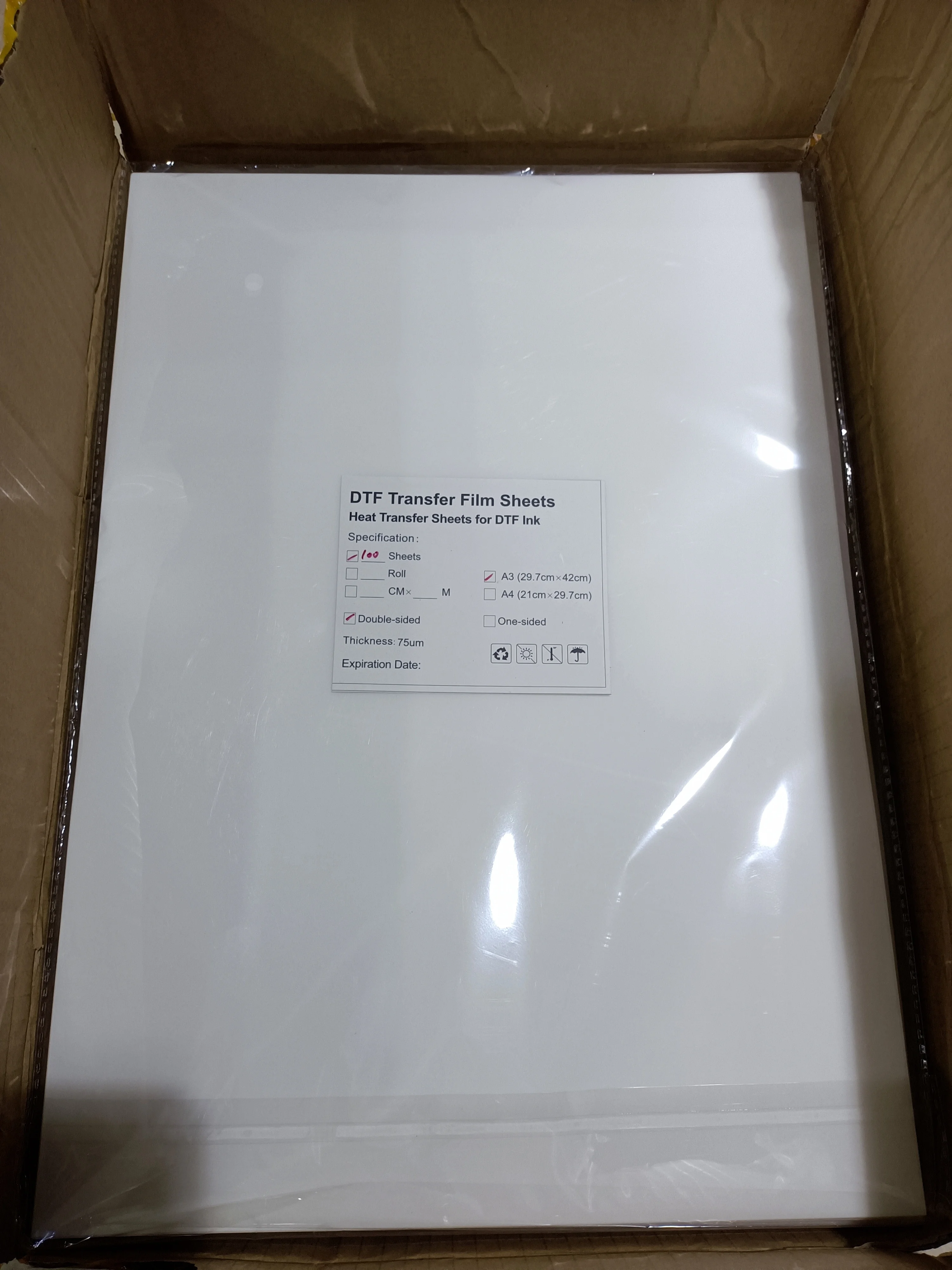 OCBESETJET A3 DTF Pet Film 100U Thickness DTF Film For DTF Printer