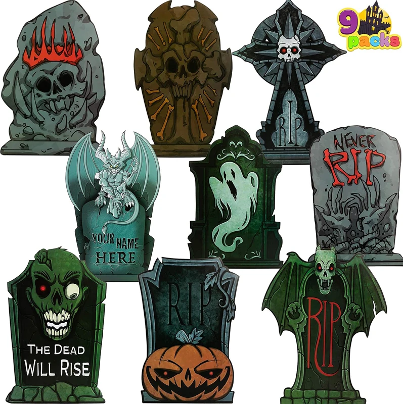 Wholesale Halloween Fluorescent Ghosts Monsters Pumpkin Cat Tombstone Yard Signs Custom Lawn Signs Garden Decoration Ornaments