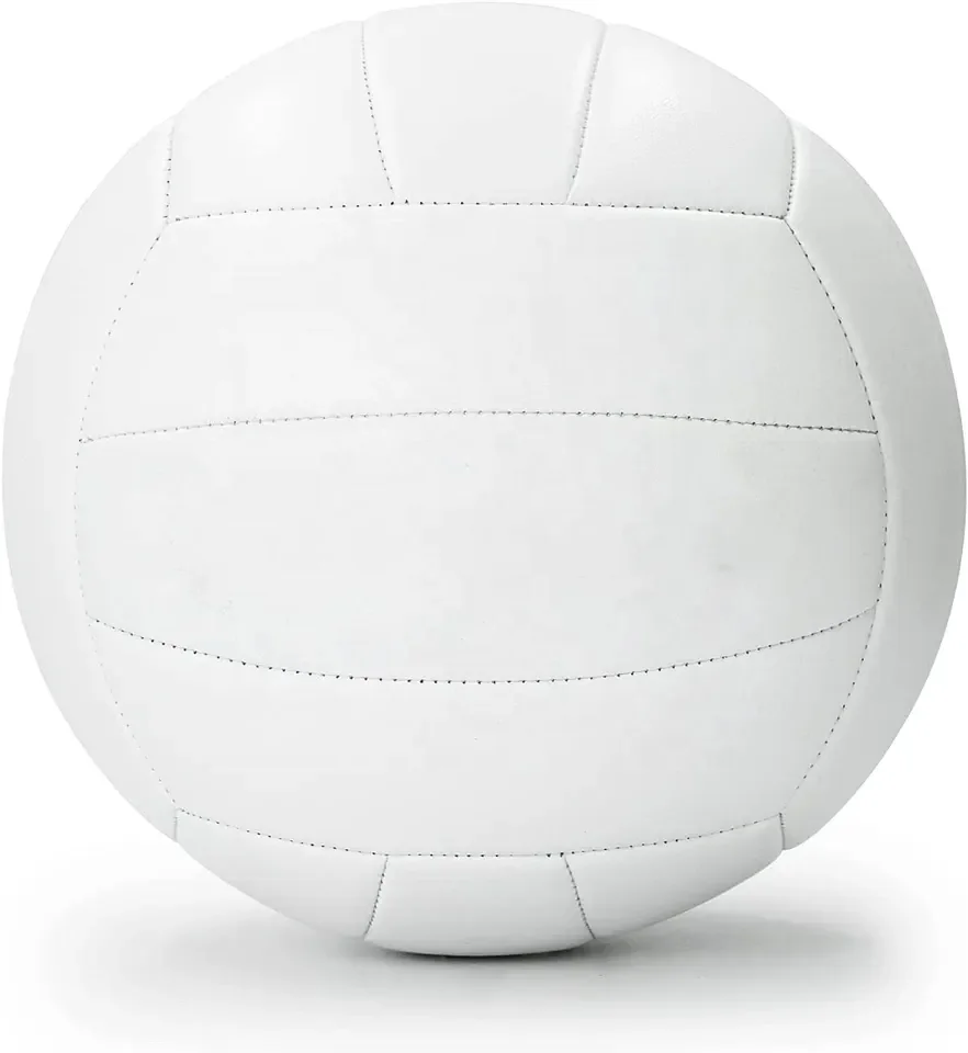 Blank All White Soft PVC Leather Volleyball Ball, Plain Machine-sewn Volleyball for Signatures