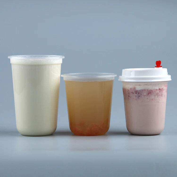 Customizable 98 caliber 500ml PPU cup, transparent disposable plastic Boba tea making coffee cup cold drink delivery cup with c