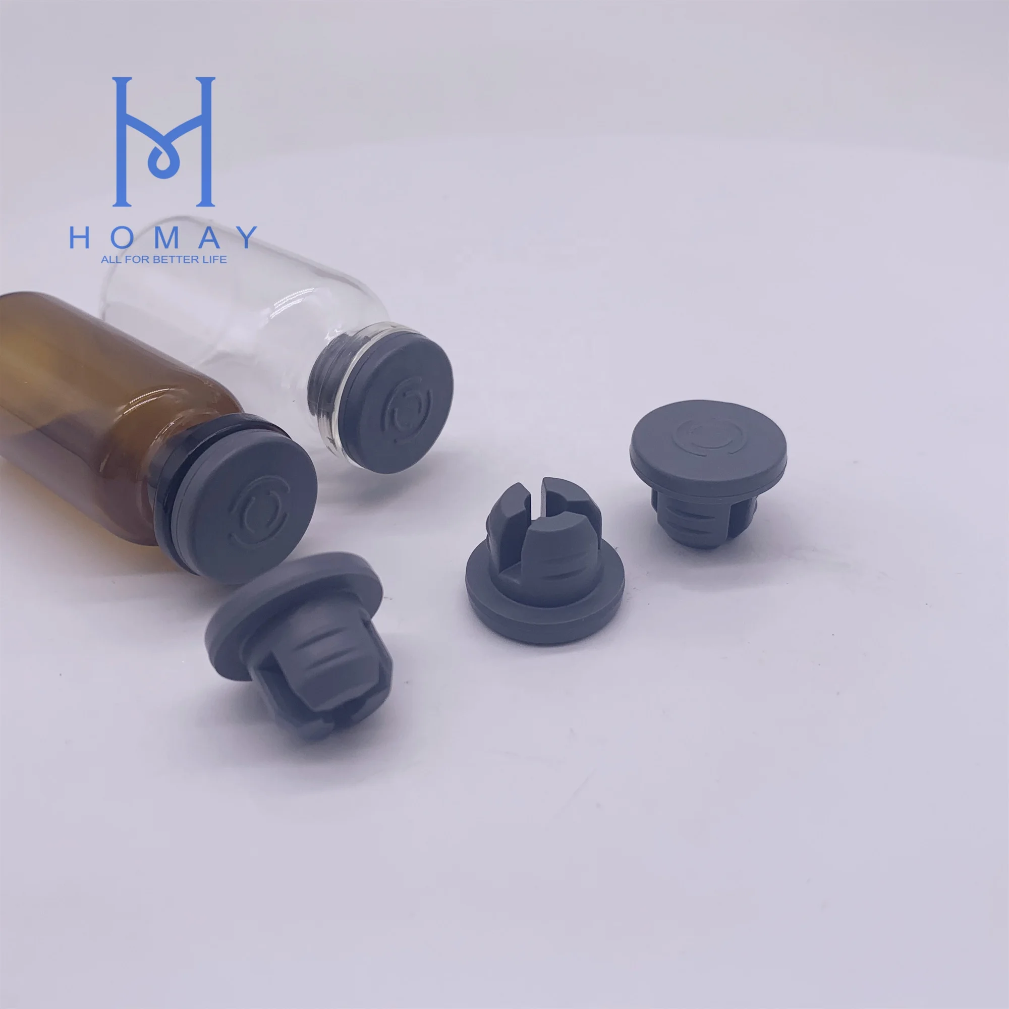 Homay packaging best price 13mm 20mm 32mm medical injection rutyl rubber stopper for pharmaceutical glass vials