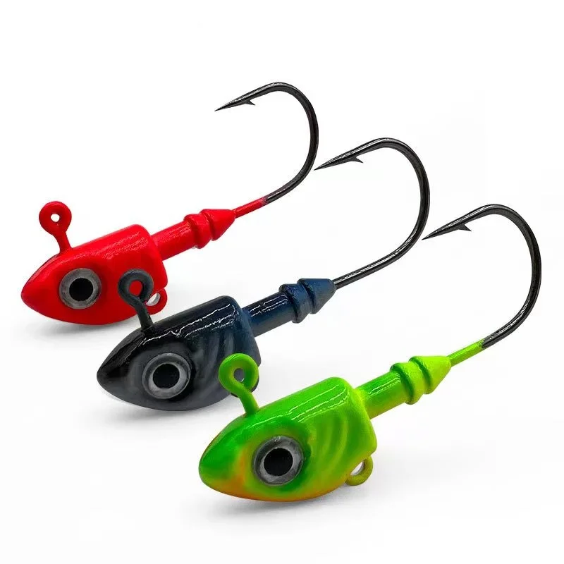 Byloo 10Pcs Jighead Fishing hooks Worm Fishing Lure Hook Soft Lure Crank Jig Heads Artificial Bait Fishing Fishhooks Tackle