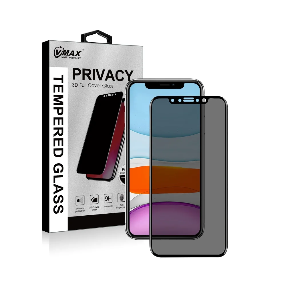 
For iPhone X XS XR 11 11 Pro 11 Pro Max 9h 3d anti spy privacy screen guard tempered glass full screen protector 