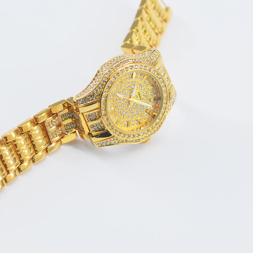 MEXDA OEM Luxury Lady Watch relojes de mujer Quartz Watch for Women Waterproof Iced-out Watch Stainless Steel Bracelet