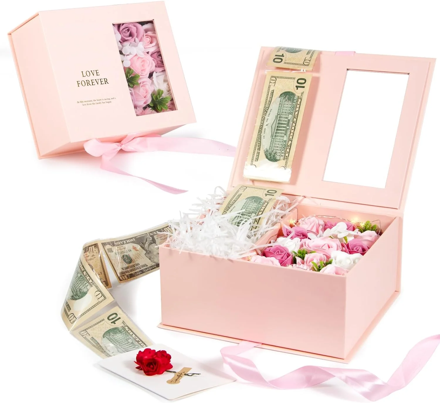 Money Opp Bag Newly Luxury Surprise Money Packaging Flower Box Valentine Gift Paper Florist Boxes With Window