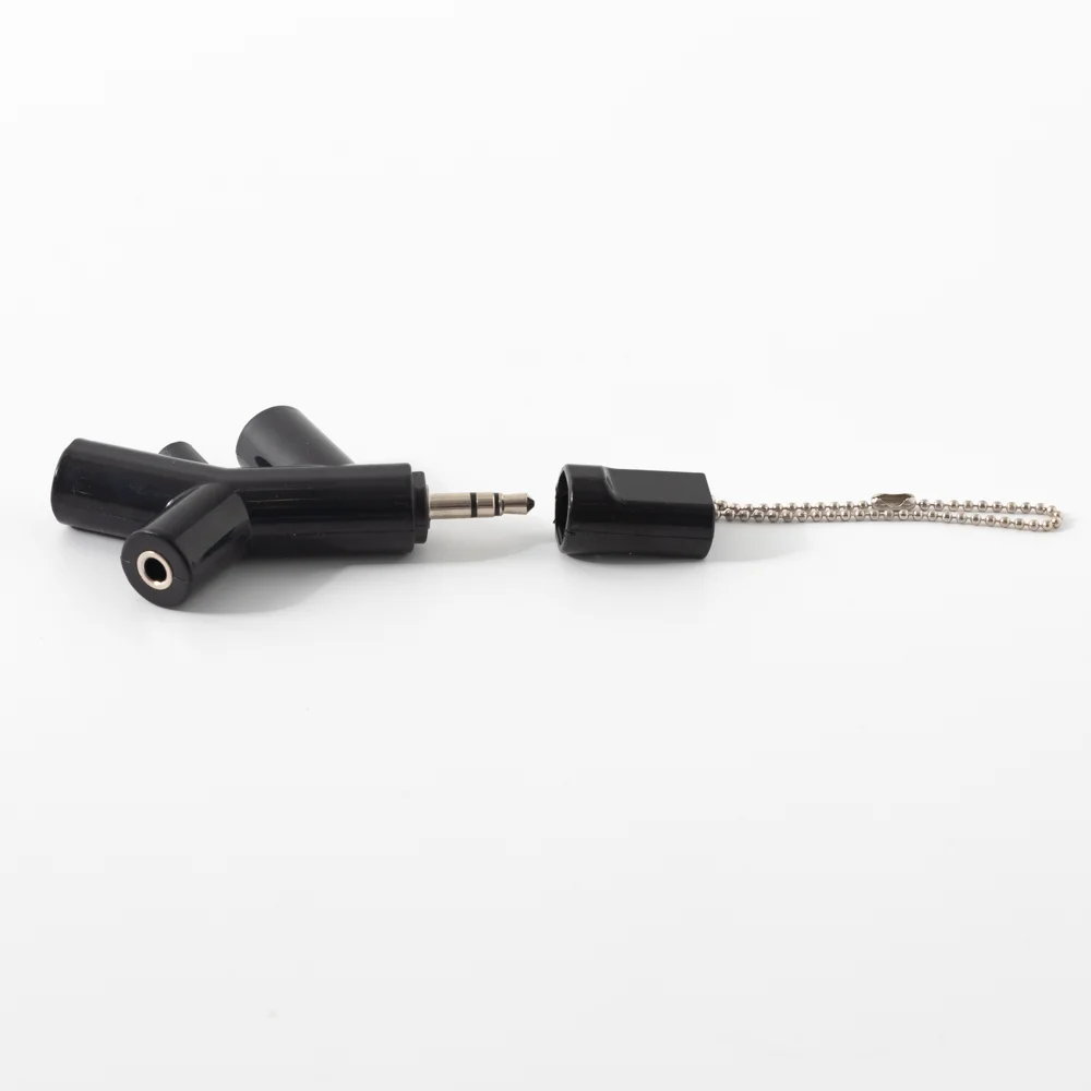Black Branch shape 3 way audio splitter 3.5mm stereo with ring