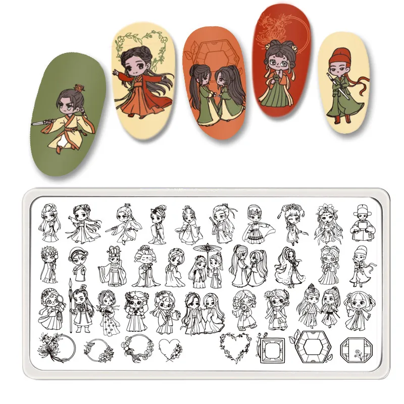 Green leaf stamped steel spring Summer Stamp Butterfly stamp nail polish template