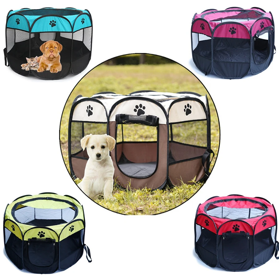 Portable Pet Play pen dog Playpen Eight Mesh Panels Outdoor Pop Up Dog Tent Waterproof Breathable Foldable Pet Tent