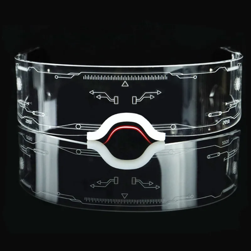 Battery Powered 7 Colors Futuristic Cyberpunk Flashing LED Visor Light Up Luminous Glasses for Night Party Bar Club Halloween