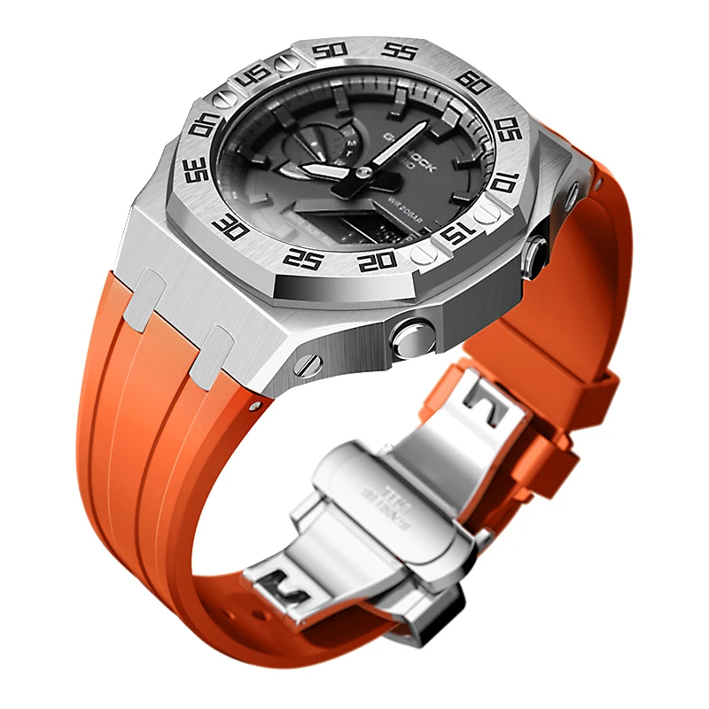 Gien Creatives Casio Ga2100 Mod Stainless Steel Watch Case Rubber Band Number Bezel Refit Watch Parts
