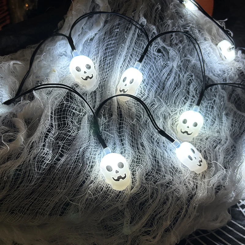 Halloween Party Decorations Home Window Decor Cute Halloween Lights 10 LED 3D Ghost Battery Operated String Lights