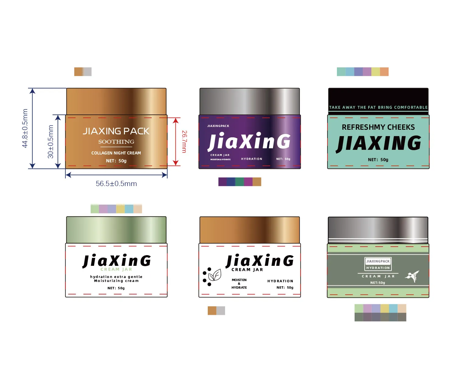 Customized paper box 5g 10g 20g 30g 50g pink cosmetics jars empty skincare packaging glass face cream jar with screw lid