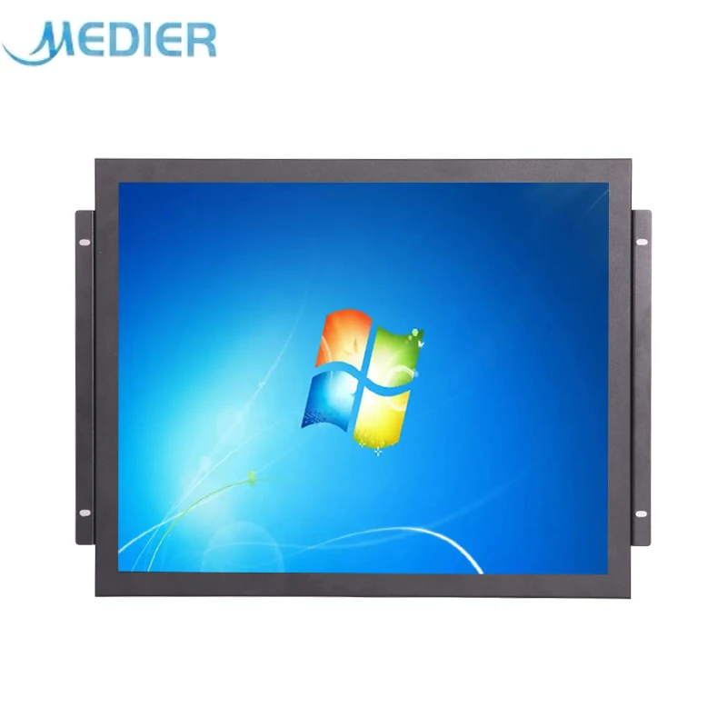 Medier Factory Wholesale 15 Inch Touch Screen Monitor Industry De Poeira Black Metal Open Frame LCD Industrial Monitor Indu