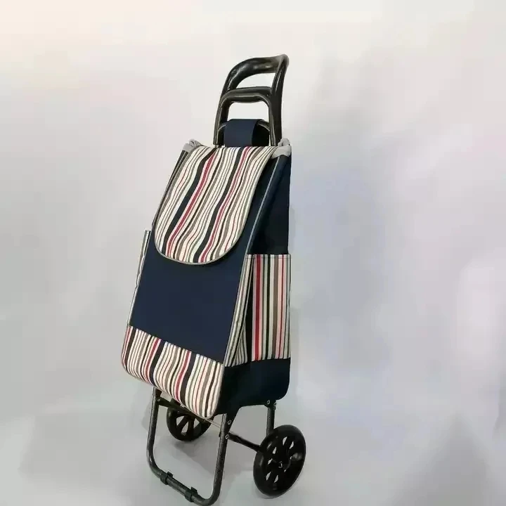 Modern Lightweight Folding Supermarket Foldable  steel Shopping trolley Handle cart Carry Grocery Carts With Wheels