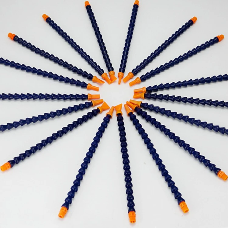 Dark Blue Threaded Round and Flat Nozzle Flexible Plastic Water Oil Coolant Pipe