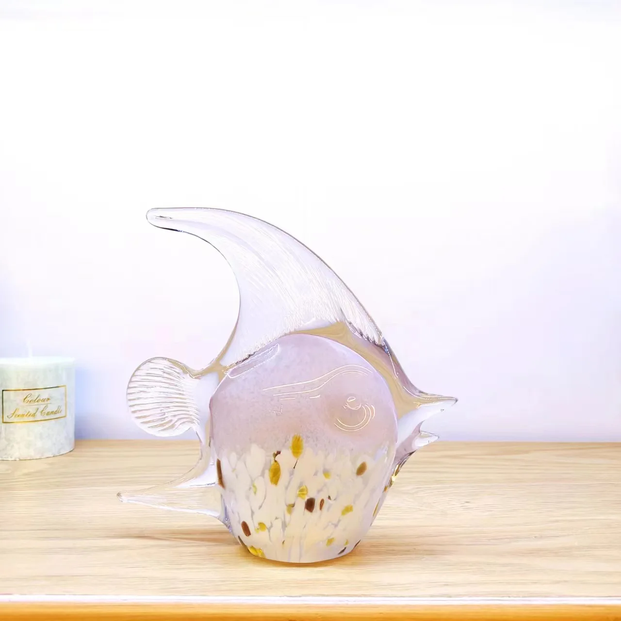 Modern handmade colored murano glass crafts home desktop decoration Creative design pure hand-made ancient glass decoration fish