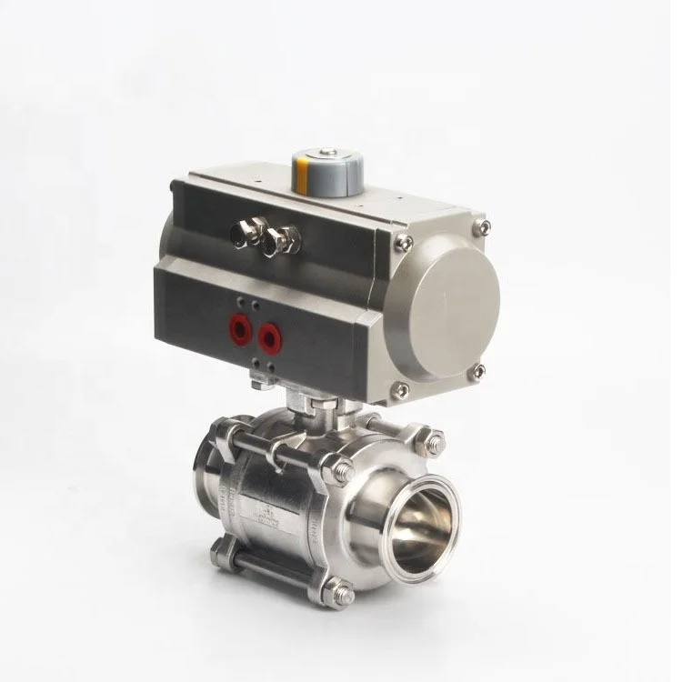 Rapidly Shut-off Hygienic grade 304  Stainless Steel 1/2 Inch 3 pcs weld extended Clamp pneumatic Ball Valve