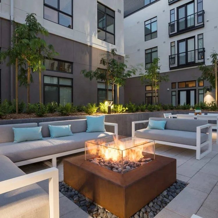 Metal Home Warming Decoration Customized Corten Steel Hanging Table Nature Gas Outdoor Fire Pit