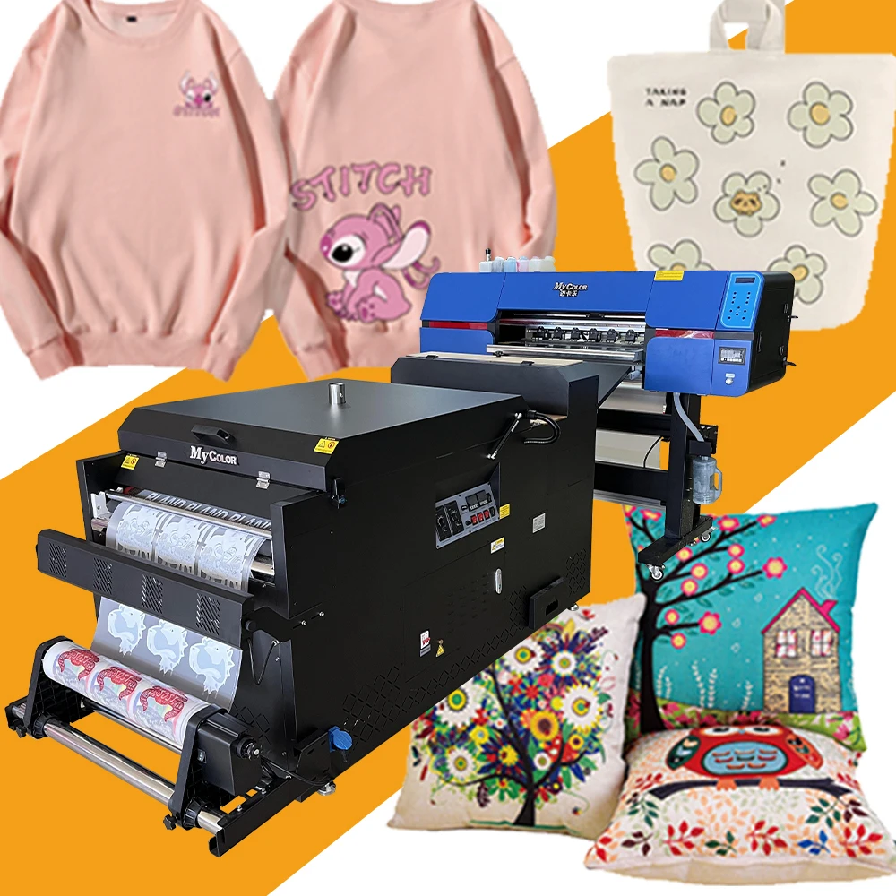 Multifunctional Automatic 60cm 2 I3200 head digital fabric dtf printer large format printing machine with powder shaker