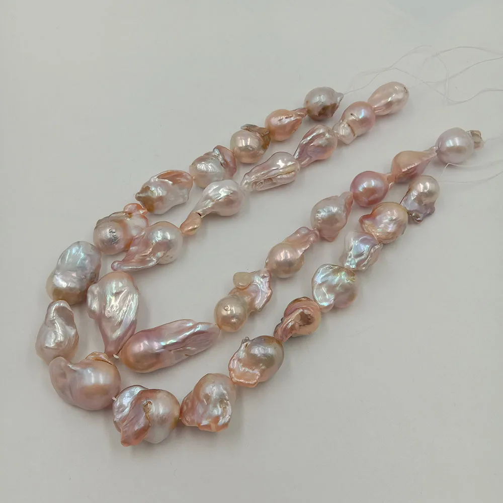 15-18 mm big baroque shape keshi pearl  loose freshwater pearl in strand . nature pink color