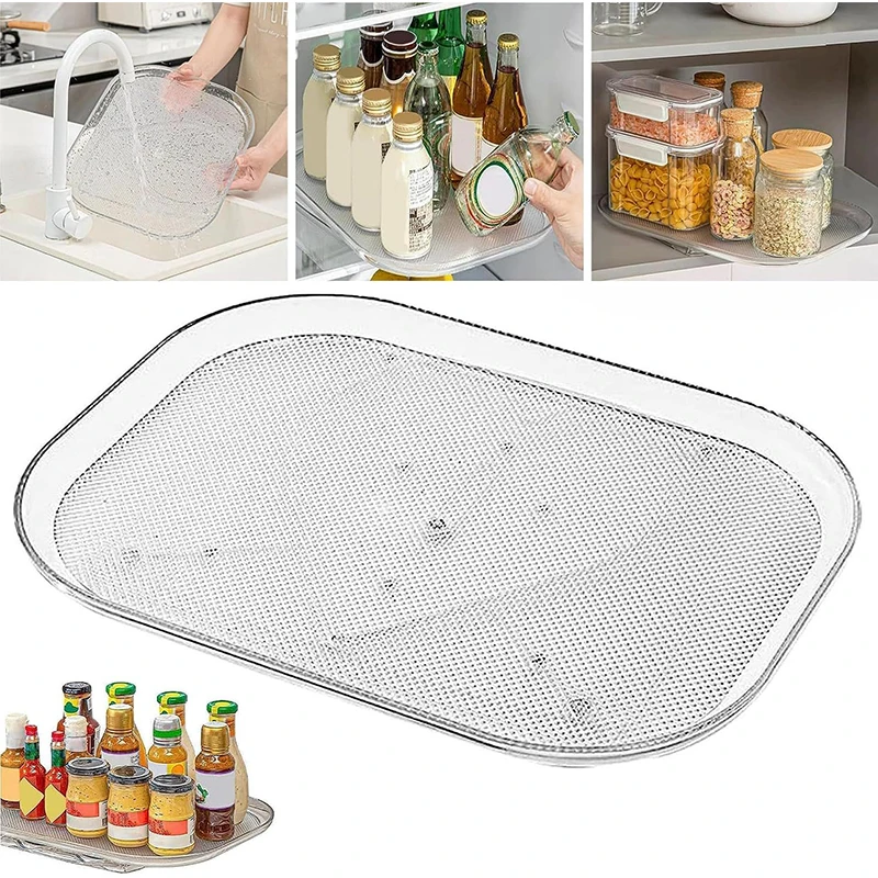 K & B Square Lazy Susan Turntable Organizer For Refrigerator Rotating Organizer Tray