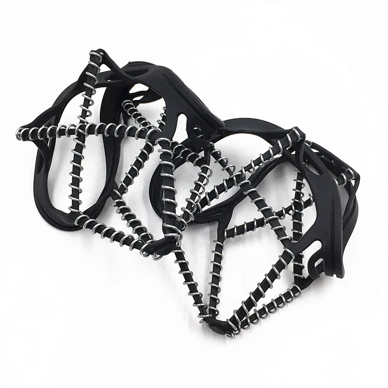 Wholesale rubber +steel Anti-slip spring ice climbing crampons snow outdoor spikes gripper with straps and nylon bag