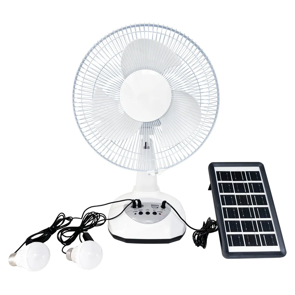 12inch  Rechargeable fan s DC Solar Energy Table Fan solar fans with solar panel and lights