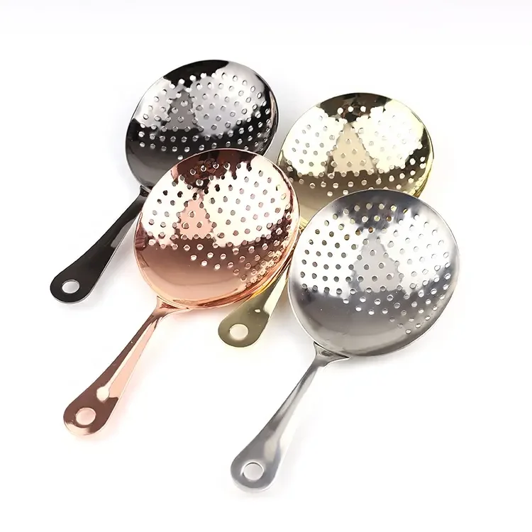 Copper Plated SS304 Metal Bar Strainer Cocktail Julep Strainer for Professional Bartenders