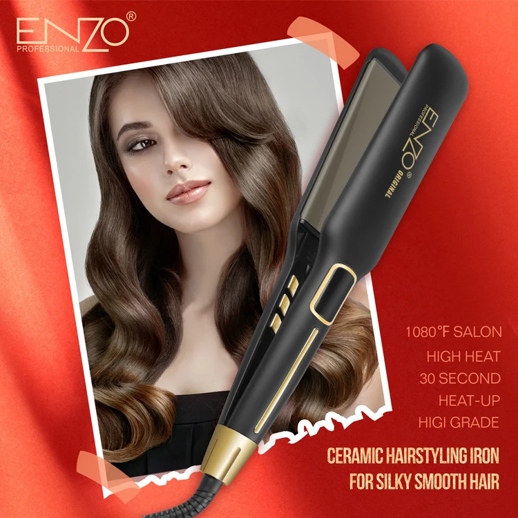 ENZO EN-3976 Professional Travel Ceramic Titanium Wide Plate Ionic Flat Iron Salon Tourmaline Hair Straightener Wholesale