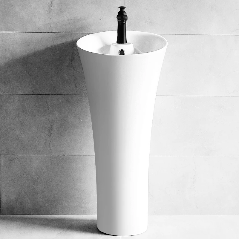 Hot Sale Ceramic Sanitary Ware Freestanding One Piece Modern Hand Wash Pedestal Sink