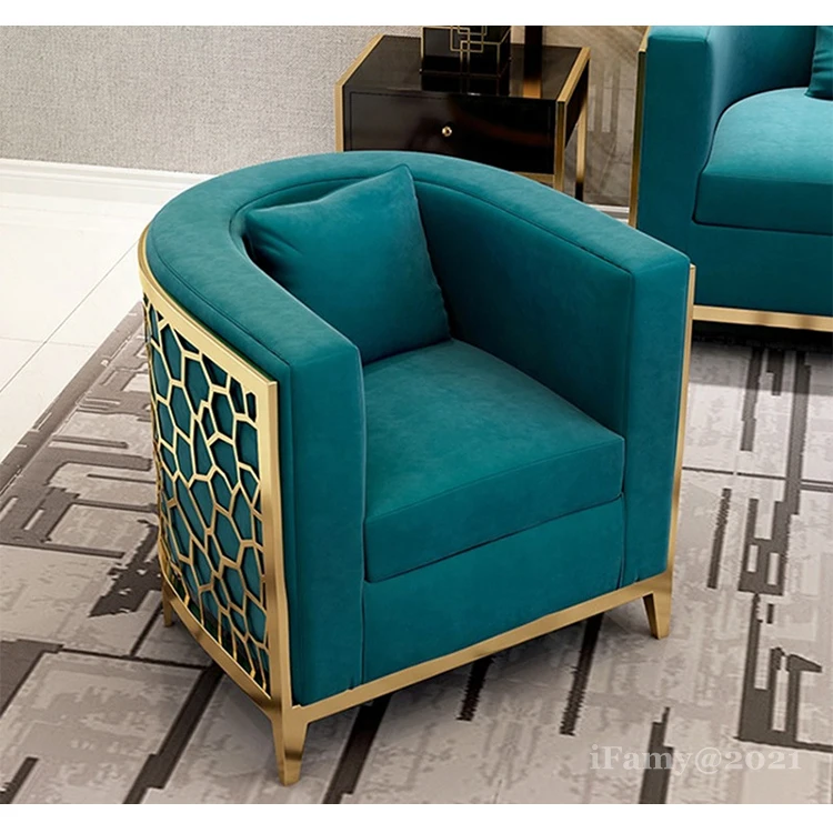 Новый Дизайн Роскошный Золотой сталь металл любишь диваны отборочные 5 звездочный отель диван лобби мебель из литого алюминия