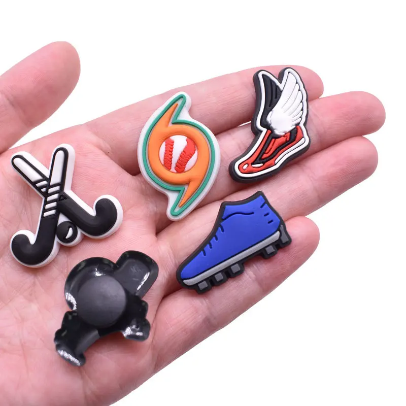 1Pcs Sport Series Silicone Baseball Hockey Garden Shoe Charms PVC Clog Decorations For Wristbands Croc Jibz Kids Party Gifts