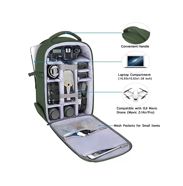 Customized Camera Backpack, DSLR/SLR/Mirrorless Photography Camera Bag 15-16 inch Waterproof Hardshell Case with Tripod Holder