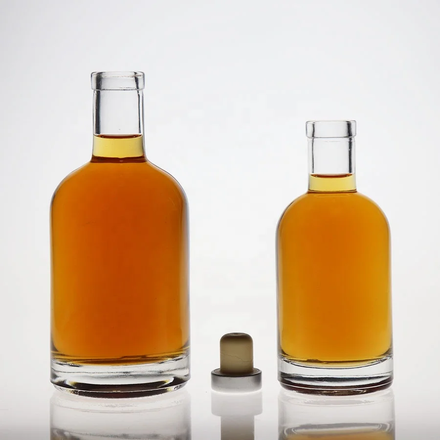 Хит продаж стеклянная бутылка для ликера 200 мл 375 50cl 70cl 75cl круглая бурбон Джин ром текила пробковая картина