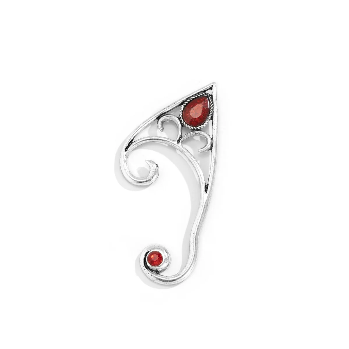 red gemstone contour alloy ear hooks with personalized hollowed out ear holes Halloween