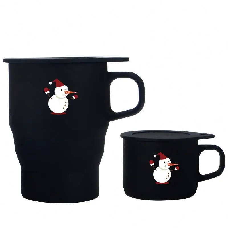 Logo printing custom silicone mug, custom steel enamel folding camping mug, colorful logo printing silicone coffee cup