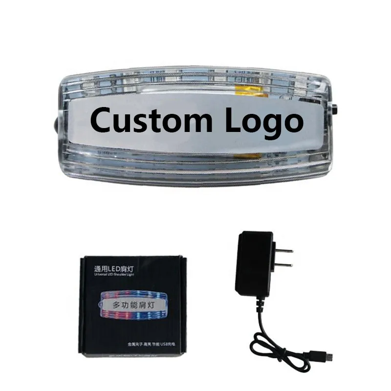 Red Blue White Light Charging LED Multifunction Clip Flashing Warning Safety Shoulder Light Emergency Lighting