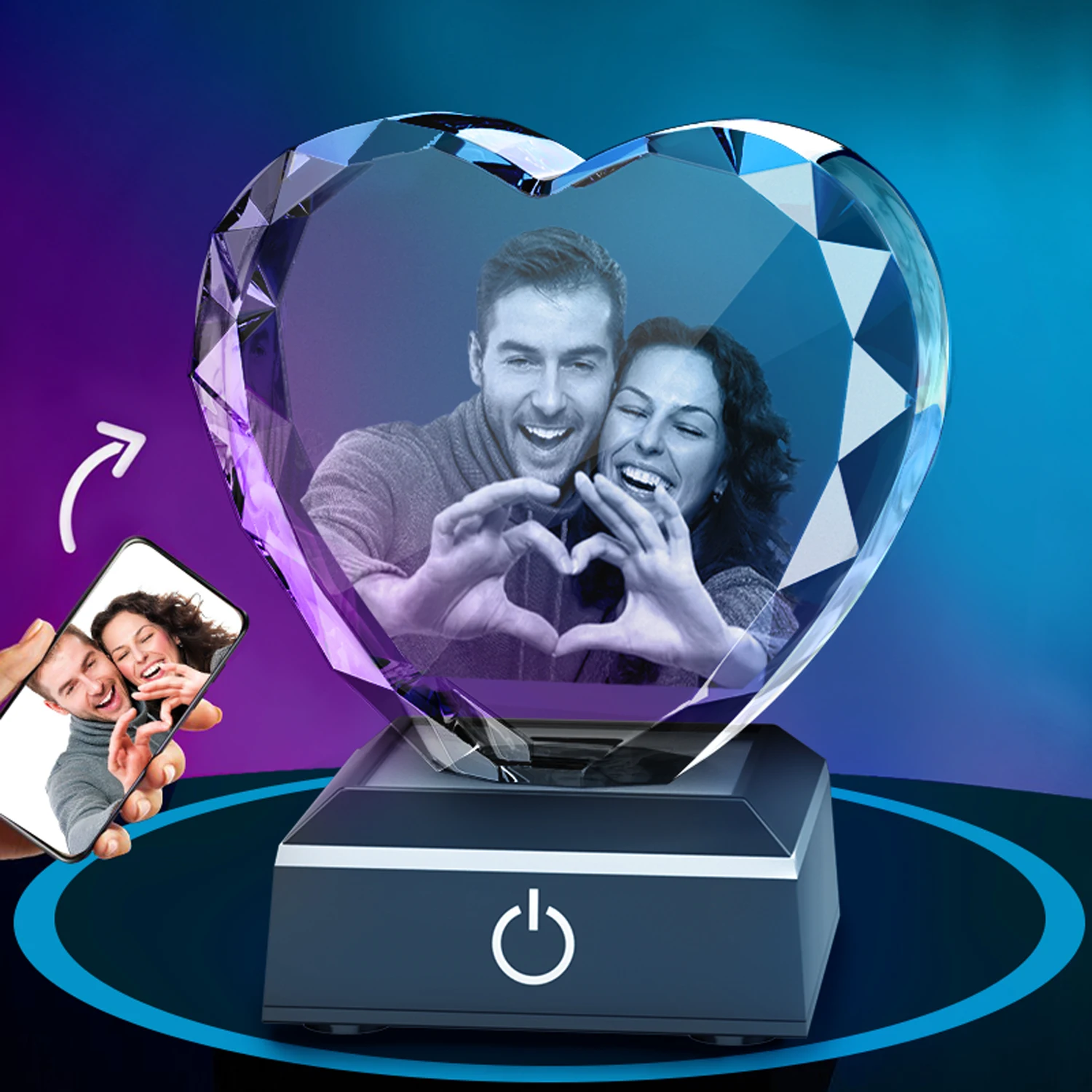 Персонализированная 3D-картинка в виде сердца
