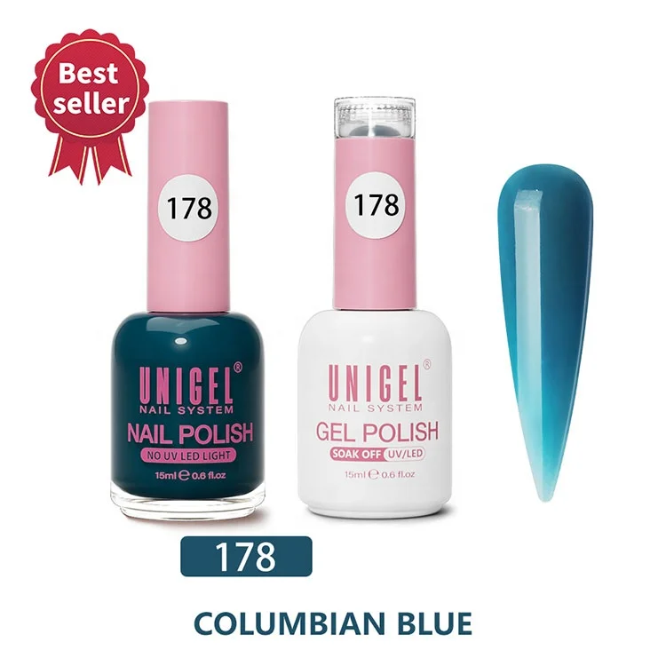 Unigel #163-#180 Wholesale Nails System 98% Matching Wholesale Solid Colors 2in1 UV Gel Polish and Nail Lacquer